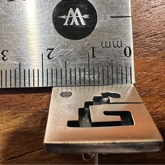 Taxco Mexico Silver Studs Earrings TA-118 Punch In Maya Aztec Tribal 1.75cm - Picture 6 of 6